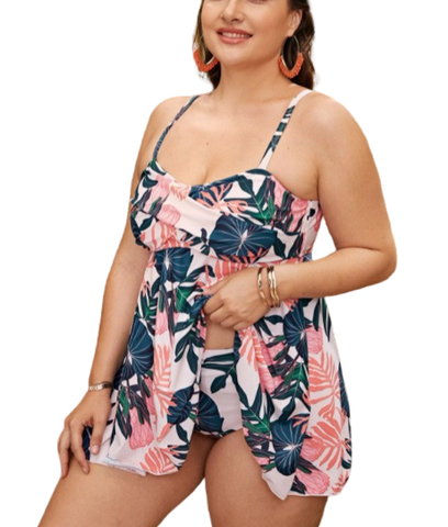 Multicolor Plus Size Women's Tankini Swimwear