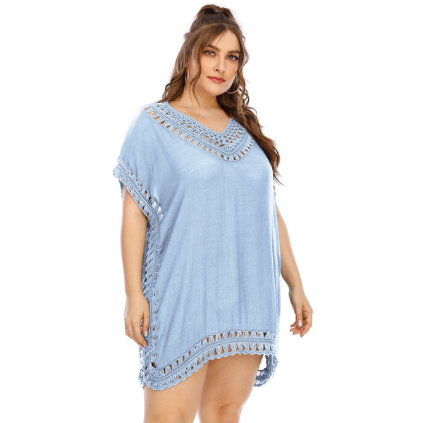 Plus Size Beachwear Cover Up Light Blue