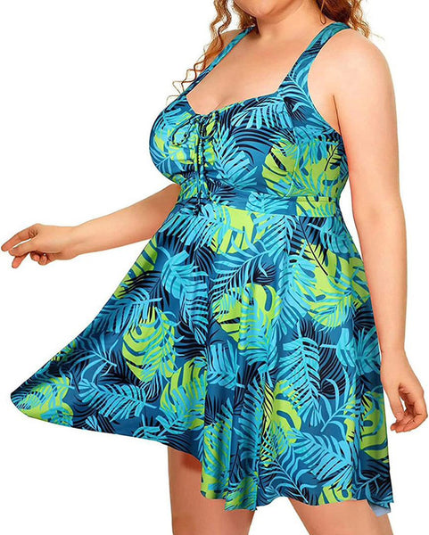 Plus Size Open Back Criss Cross Swimsuit Dark Blue