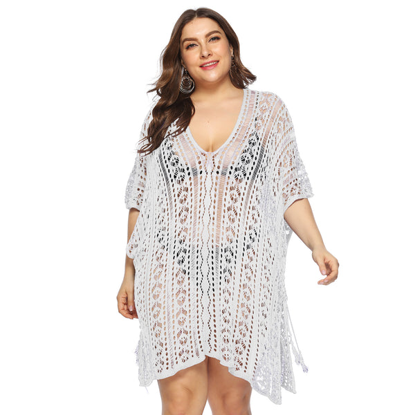 Plus Size Beachwear Cover Up with White Colors