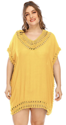 Plus Size Beachwear Cover Up Yellow